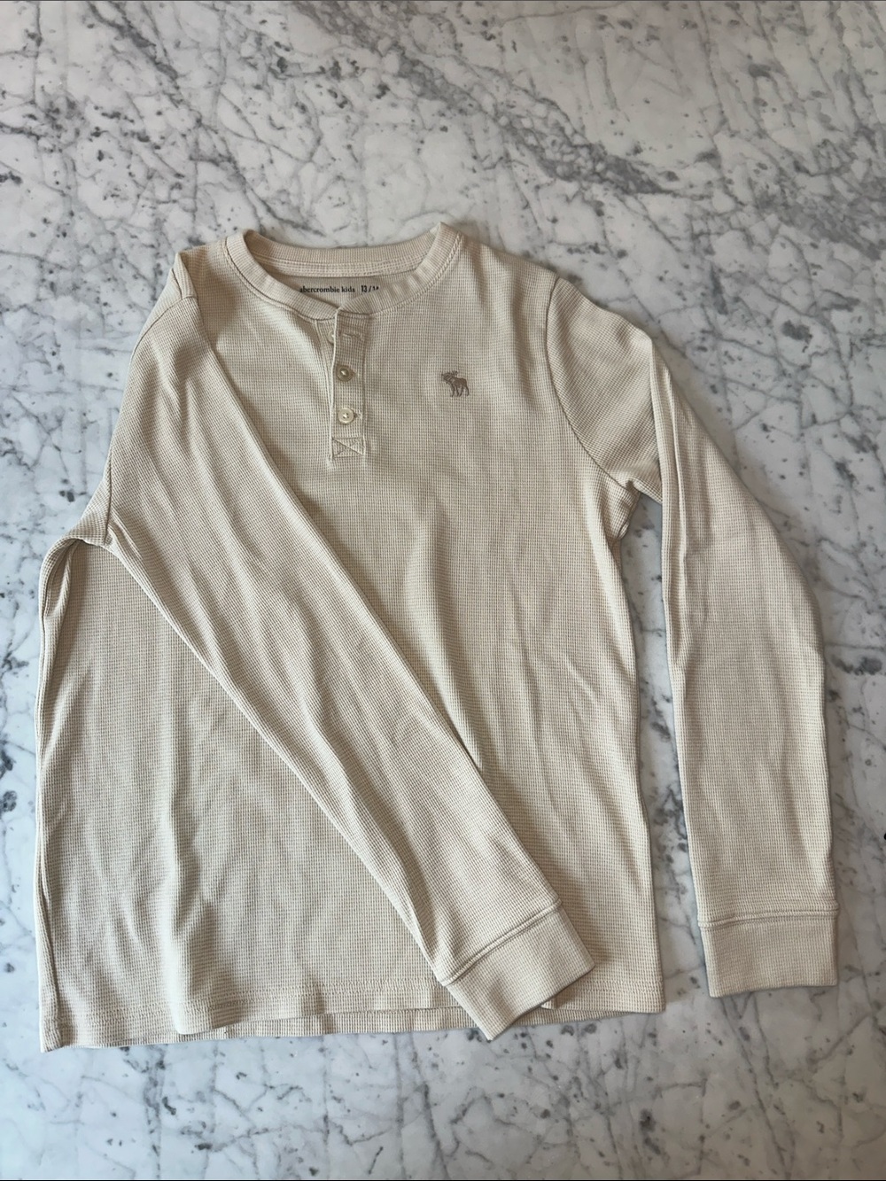 abercrombie kids Cream Waffle Henley Long-Sleeve Tee